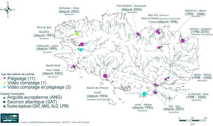 Localisation des stations de contrôle en Bretagne