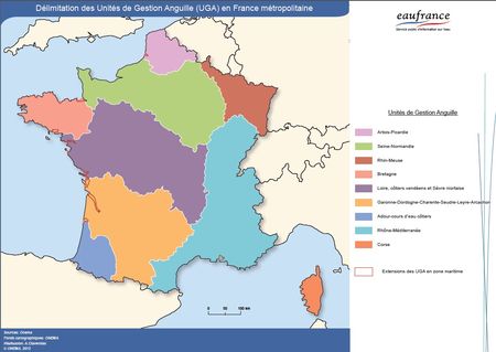 Carte unités de gestion anguille